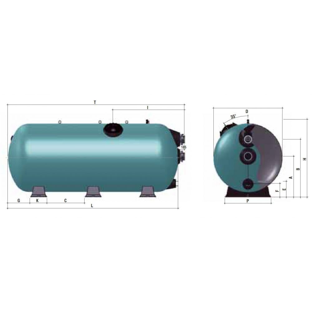  TURBIDRON HORIZONTAL D=1000 , L=2000 , . 125 , (H  - 0,6 ) 02197162