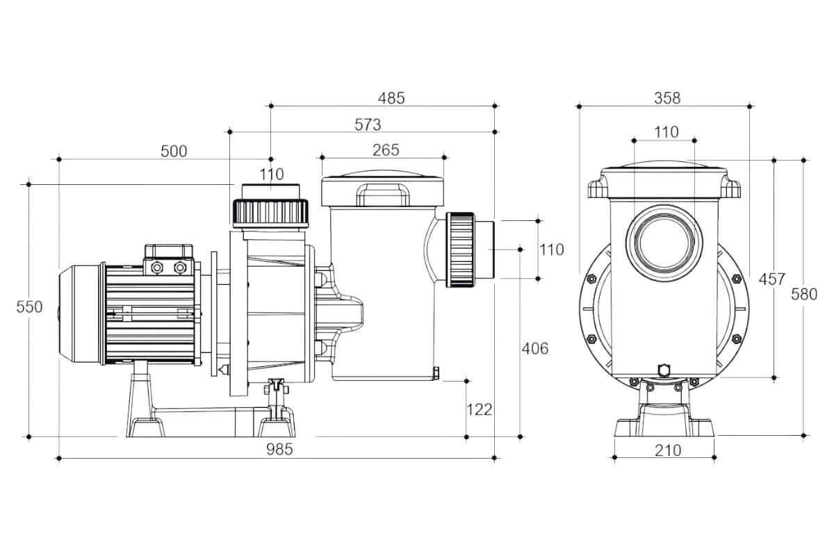 Насос с префильтром 47м3/ч Gemas FLOODER Н=10 2,2кВт 400В (0111FLO30)